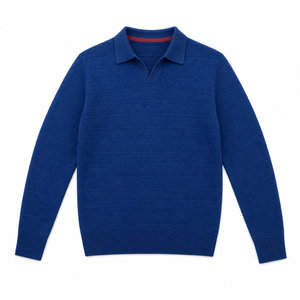 เสื้อสเวตเตอร์คอปกโปโลผู้ชาย ขายส่ง ผลิตจากผ้าขนสัตว์ 95% แคชเมียร์ 5% ไม่มีกระดุม แขนยาว สำหรับฤดูหนาว รับผลิตแบบ OEM ODM สำหรับขายปลีก - Product Image 3