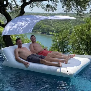 2024 Hot sale Inflatable Loungers and Day Beds Eva Floating Sunbed For Swimming Pool Floating Shaded Lounger