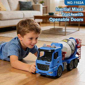 Camion mélangeur à inertie réaliste 1:16 personnalisé avec portes ouvrables, lumières clignotantes et musique, jouet de construction durable pour garçons - Product Image 2