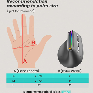 Souris ergonomique sans fil rechargeable RVB Souris verticale sans fil pour ordinateur portable Tablette Gaming 2400 CPI réglable - Product Image 6