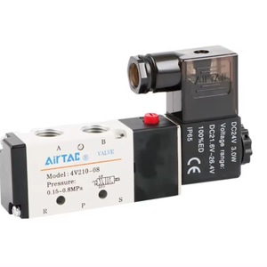 Van điện từ vận hành thí điểm nội bộ AirTAC, 2 vị trí 5 chiều, điều khiển điện đơn, Loại ổ cắm DIN; 4v21008b - Product Image 1