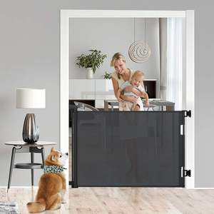 Puerta retráctil portátil plegable para interiores, puerta para perros de malla para casa y escaleras, puerta para perros para mascotas y bebés - Product Image 3