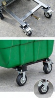 Conteneur à déchets de 400 litres, poubelle extérieure avec double couvercle, camion à ordures sanitaire de 400L avec pédale en métal et 4 roues