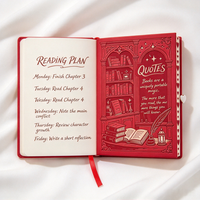 Carnet de lecture A5 à couverture rigide gaufrée, personnalisable avec impression des bords et couverture, idéal comme cadeau