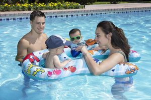 Bouée de piscine double pour bébé et enfant, avec anneau adulte intégré pour deux enfants, pour flotter ensemble - Product Image 2