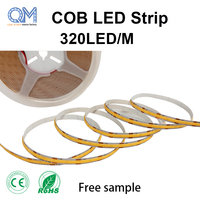 Tira de Luz LED COB CRI90 Sin Costuras, 12V 24V 8mm, Delgada, 6000K Blanco Frío, Flexible