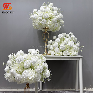 Arreglo Floral Clásico de Rosas Blancas en Forma de Bola, con Rosas Artificiales de Seda, Tamaño Personalizable para Decoración de Mesa de Boda - Product Image 6