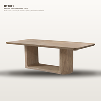 Table à manger moderne en chêne massif, 8-10 places, table rectangulaire minimaliste en bois avec base en piédestal en forme de pont pour restaurant, villa, hôtel