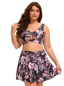 Traje de baño de Fitness transpirable respetuoso con el medio ambiente para mujer europea americana elegante patrón sólido estampado recortado diseño de espalda Sexy Plus - Product Image 2