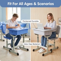 Ensemble de bureau et de chaise réglable en plastique moderne pour l'école, durable et épaissi, pour la maison et le bureau