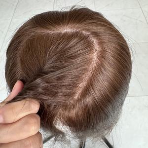 Perruques de Luxe en Silicone Anti-Glisse pour Alopécie, Perruque à Dessus en Soie avec Frange, Cheveux Humains Européens Alignés, Vente en Gros, Perruque Médicale - Product Image 5