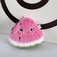 Porte-clés en peluche mignon en coton, série fruits, durable et doux, fraise et pitaya, breloque de sac, accessoire