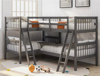 Lit superposé Twin Over Twin en forme de L pour 4 enfants, adolescents, meubles de maison