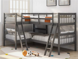 Litera doble en forma de L para <span class=keywords><strong>4</strong></span> niños y adolescentes, muebles para el hogar - Product Image 2