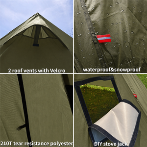 Tente de camping chaude OEM coupe-vent 4 saisons avec cheminée, tente pyramide légère pour bushcraft en extérieur avec jupe de protection contre la neige - Product Image 3