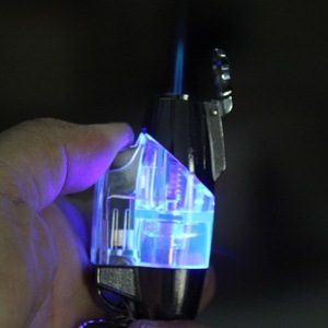Accendino a Gas Creativo con Fiamma Blu, Accensione a Pressione, Trasparente, Visibile, Antivento, con Luce Blu - Product Image 6