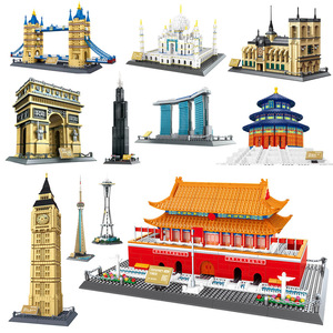 Blocs de construction en bois miniatures WAN GE, Tour Eiffel, <span class=keywords><strong>Taj</strong></span> <span class=keywords><strong>Mahal</strong></span>, France, <span class=keywords><strong>Paris</strong></span>, Louvre, Villa Fallingwater, jouet en briques pour enfants - Product Image 2