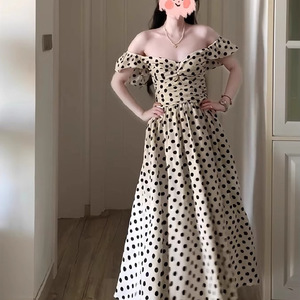 Vestido Casual de Verano para Mujer Tallas Grandes, Estilo Retro Francés, con Hombros Descubiertos, Cintura Ajustada, Escote Corazón, Corte Evase y Largo hasta el Suelo - Product Image 3