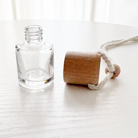Flacon de parfum pour voiture en verre de 8 ml, transparent, vide, diffuseur, avec couvercle en bois, pour huiles essentielles, désodorisant, rechargeable