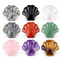 Coquille sculptée en cristal naturel et agate de 30 mm, décoration artisanale en pierres précieuses, cadeau de collection