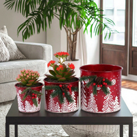 2025 personnalisé métal intérieur extérieur fournitures de noël pots de fleurs en fer pour jardin fenêtres qualité Pots de fleurs et jardinières