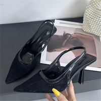 XSD Sandales d'été élégantes en maille pour femmes avec talons hauts Mules sexy à la mode respirantes et à la mode