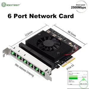 6 Ports PCIe 2.5 Gigabit <b>Wired</b> Network Card RJ45 2500Mbps NIC RTL8125B Industrial <b>Camera</b> Capture Nas in Stock 6 Port Nic - Product Image 2