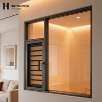 Ventana Abatible Moderna de Aleación de Aluminio con Rejilla de Seguridad Integrada, Barandilla y Doble Acristalamiento con Rotura de Puente Térmico para Sistemas Residenciales Seguros