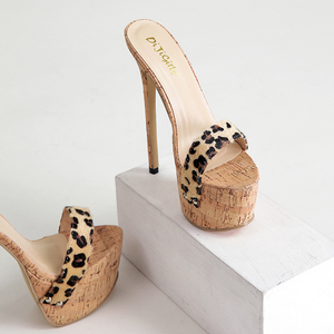 Fashion Women's 2025 European and American Style Simple Leopard Print 16cm High-heeled <b>Sandals</b> - Product Image 5