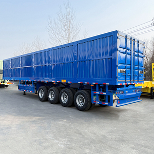 Semi-<span class=keywords><strong>remorque</strong></span> caisse LUYI Shandong 4 <span class=keywords><strong>essieux</strong></span>, suspension mécanique robuste, acier, 14 m, capacité 60 tonnes pour marchandises volumineuses, hauteur 2 m - Product Image 3