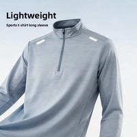 T-shirt de sport unisexe à manches longues, col montant, demi-zip, séchage rapide, en polaire polyester ripstop, épais, pour l'hiver, course à pied, 220g
