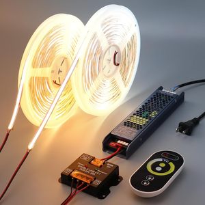 Màu kép COB CCT LED Strip Lights 2700K ấm + 6500K mát trắng linh hoạt tuyến tính DC12V DC24V 576 LED siêu sáng thông minh - Product Image 5