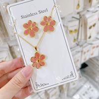 Groothandel RVS Emaille Bloem Vlinder Hart Fruit Schelp Oorbellen Set met bijpassende hanger ketting sieraden voor vrouwen