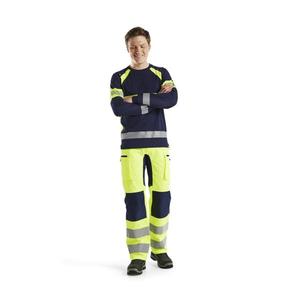 BLAKLADER - 351010308833M <b>Hi</b>-<b>Vis</b> long sleeved <b>t</b>-<b>shirt</b> Navy Blue/Yellow - EAN 7330509672426 <b>HI</b>-<b>VIS</b> WORKWEAR - Product Image 3