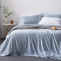 Draps de lit Bamboo 400TC Bamboo Deep Pocket jusqu'à 18 "Draps de lit et taies d'oreiller respirants et doux Bamboo Lyocell Bedding