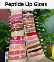 Vente en gros de tubes souples de gloss à lèvres naturel végétalien aux peptides, baume à lèvres SPF, gloss à lèvres à l'acide hyaluronique et gloss à lèvres effet laqué, marque privée