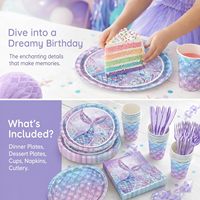 120 pièces de fournitures de fête en papier sur le thème des sirènes, style océan, pour baby shower et anniversaire, comprenant assiettes, fourchettes, couteaux, gobelets pour 20 invités