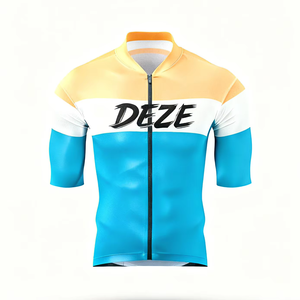 Maillot de cyclisme ZEDE le plus vendu, coupe ajustée, color-block, équipement de cyclisme professionnel, haut de cyclisme à manches courtes, tenue de cyclisme - Product Image 1