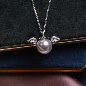 S925 <b>Silver</b> Pendant Accessory DIY Fashion Angel Necklace 7-8mm <b>Beads</b> Empty Stand Product Fashion Pendant Necklaces 30256 - Product Image 4