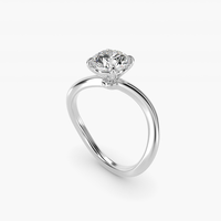 Bague de mariage solitaire personnalisée à quatre griffes avec diamant de laboratoire taille ronde 0,5-3 carats en or massif 10K/14K/18K certifié IGI clarté VVS CVD/HPHT