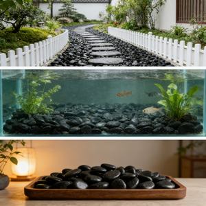 Pierre <span class=keywords><strong>de</strong></span> massage naturelle en pierre <span class=keywords><strong>de</strong></span> fleur <span class=keywords><strong>de</strong></span> pluie noire polie, écologique et durable, pour villa, salle <span class=keywords><strong>de</strong></span> bain, cour, allée, parc - Product Image 2