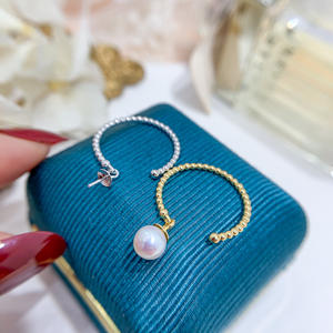 Anneau en argent S925 à faire soi-même, magnifique porte-bijoux en argent avec perles rondes de 7 à 9 mm, anneaux de perles 10079 - Product Image 3