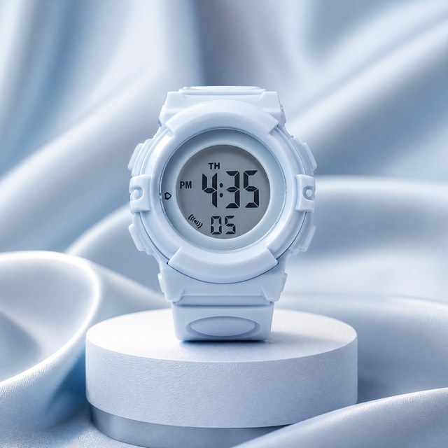 Wholesale Light Blue Sport Watch Week Day Display Alarm Bell Side Button Cute Fashion for Toddler Kids Digital Watch