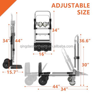 Chariot utilitaire pliable 2-en-1 en aluminium, robuste et industriel, convertible en chariot à main et en chariot à plateforme - Product Image 5