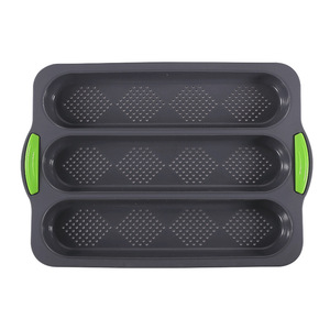 Bestseller 3-Cavity Perforated French Bread Pan - Non-Stick <b>Silicone</b> Baguette Mold with Easy Release Design - Product Image 4
