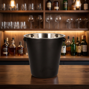 Cubo de Hielo para Vino Moderno de Acero Inoxidable de 10L, Calidad Garantizada, Recubrimiento en Polvo Negro, Diseño Floral, Duradero, Ecológico, Fácil de Limpiar - Product Image 2