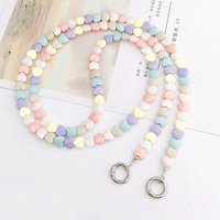 Nouveau coloré amour coeur perlé téléphone bandoulière épaule cou lanière coque de téléphone chaîne sangle longue corde suspendue pour iPhone