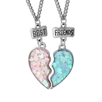 Ami arc-en-ciel Hamburger frites collier magnétique Attraction coeur épissure pendentif avec deux diamants amoureux collier