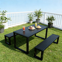 Tables et chaises de pique-nique pour l'hôtellerie et la restauration en plein air, tables de bistrot, tables de jardin, design moderne en bois-plastique, ensemble imperméable
