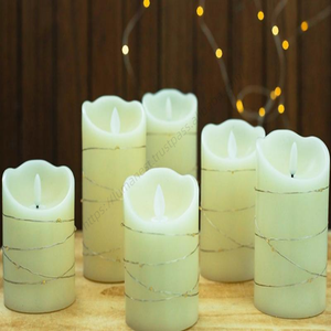 Wholesale Waterproof LED <b>Candles</b> Battery Operated Flameless <b>Pillar</b> Decorative Lights Plastic Resin with Strip - Product Image 3